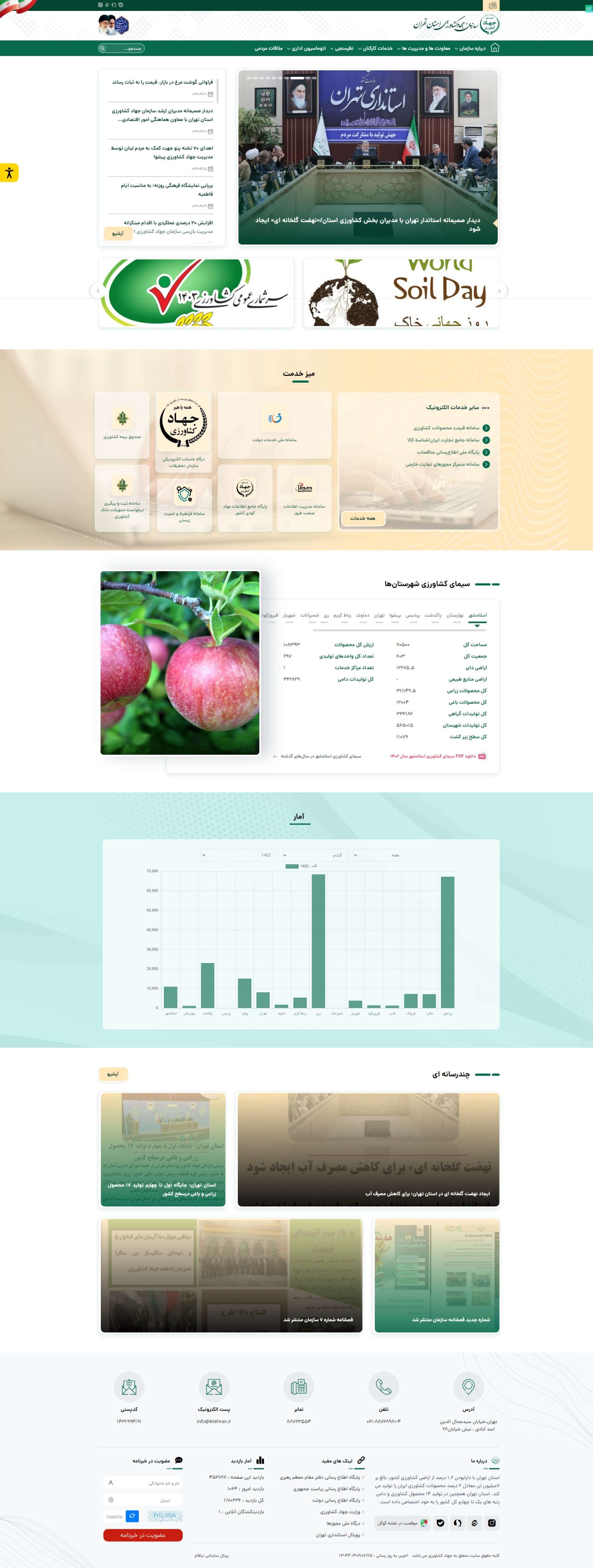 وب سایت سازمان جهاد کشاورزی استان تهران
